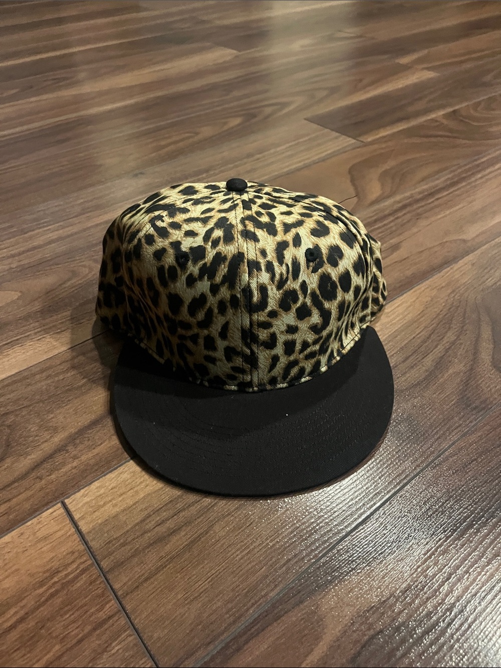 VS Pink Leopard Print Snapback Hat - Black Brim